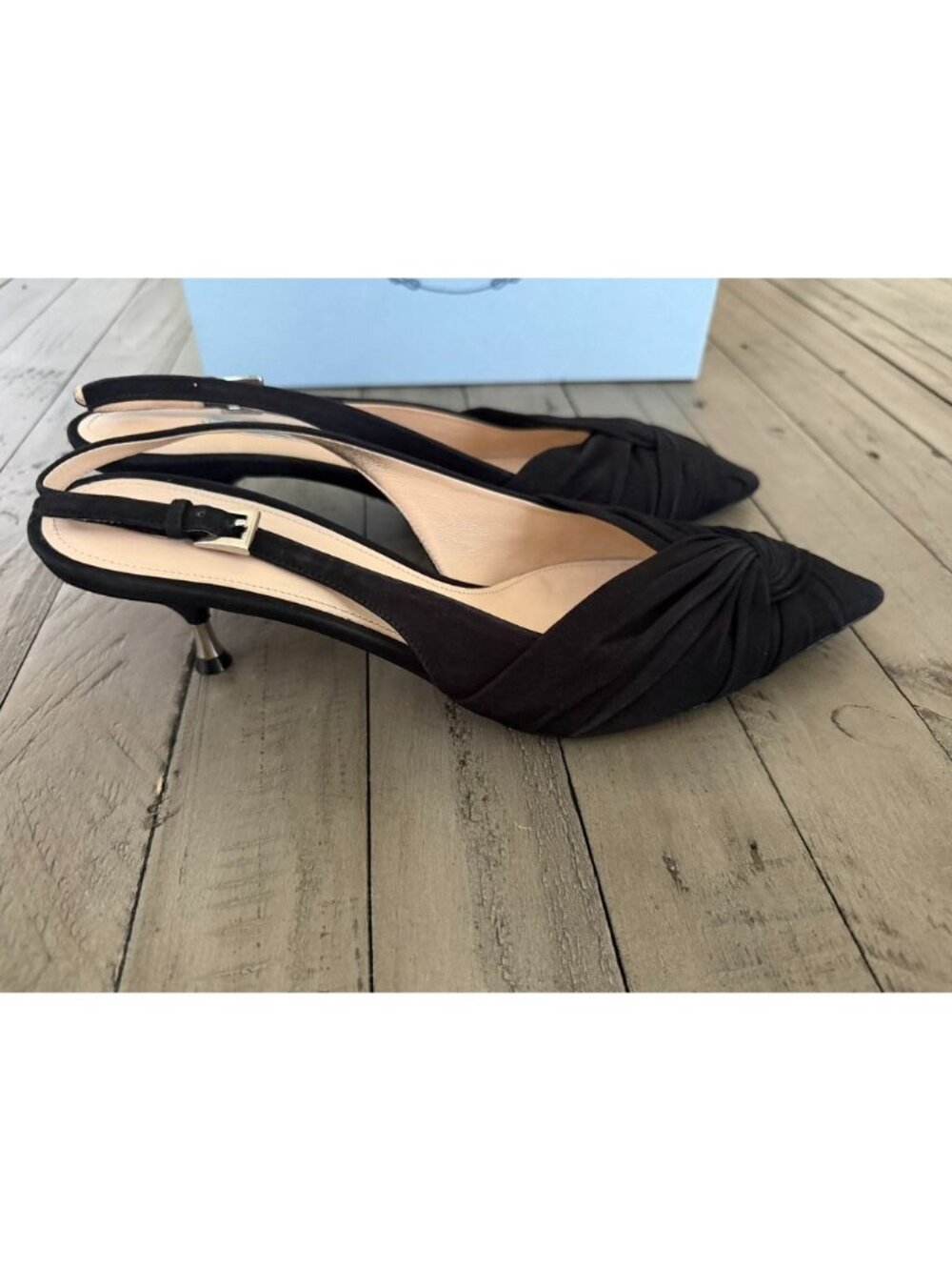 PRADA SLINGBACK PUMPS SHOES POINTED BLACK SIZE 41 11 - Picture 4 of 8